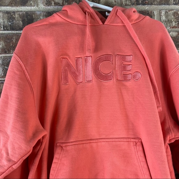 Nice Kicks Salmon Melon Nice. Text Bubble Embroidery Pull Over Hoodie Sweater L - Picture 2 of 8